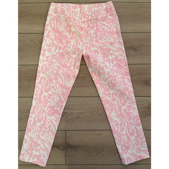Elliott Lauren Pink And White Leopard Print Cropped Stretch Jeans Size 2 - Picture 4 of 15